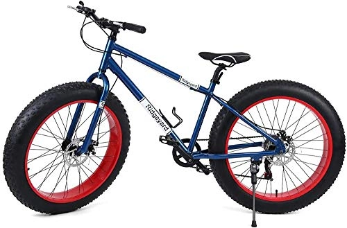 Fat Tyre Mountain Bike : xstorex Ridgeyard Fat Bike 26 7 Speed Mountain Bicycle Cruiser Bicycle Beach Ride Travel Sport-Navy_blue