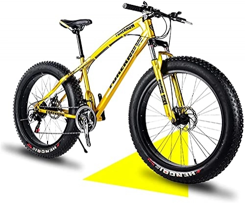 Fat Tyre Mountain Bike : XUERUIGANG 20 / 24 / 26 Inch Adult Mountain Bikes, Fat Tire Mountain Bike, Dual Suspension Frame and Suspension Fork All Terrain Mountain Bike, 21 Speed Multiple Colors (Color : Yellow, Size : 20")