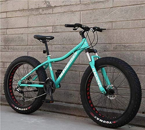 Fat Tyre Mountain Bike : XXCZB Mountain Bikes 26Inch Fat Tire Hardtail Snowmobile Dual Suspension Frame And Suspension Fork All Terrain Men s Mountain Bicycle Adult-Green 1_21Speed
