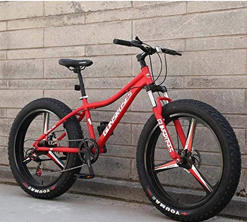 Fat Tyre Mountain Bike : XXCZB Mountain Bikes 26Inch Fat Tire Hardtail Snowmobile Dual Suspension Frame And Suspension Fork All Terrain Men s Mountain Bicycle Adult-Red 3_21Speed