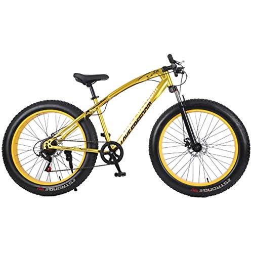 Fat Tyre Mountain Bike : YANGSANJIN Mountain Bike Bicycle, High Carbon Steel, Double Disc Brake MTB for Student Men And Women Outdoor Bikes, 21 Speed 26Inch