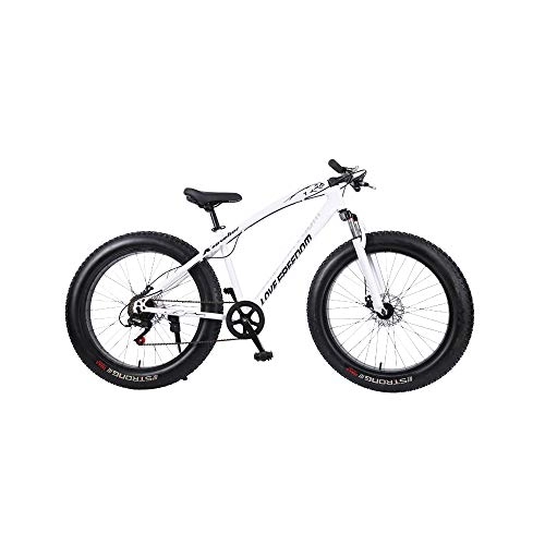 Fat Tyre Mountain Bike : YBCN Fat bike, off-road beach snowmobile 26 inch 27 speed shift VTT hard tail 4.0 big tires adult outdoor riding, White