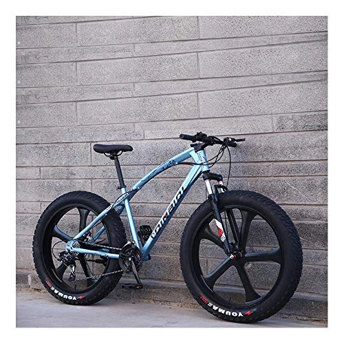 Fat Tyre Mountain Bike : YCHBOS 26" Fat Tyre Mountain Bike for Men And Women, Beach Snow Bikes, Cruiser Bicycle with Double Disc Brakes, 24 Speed Adult Fat Tire Bicycle, Shock Absorption Front ForkA