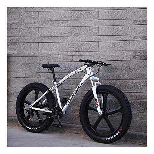 Fat Tyre Mountain Bike : YCHBOS 26" Fat Tyre Mountain Bike for Men And Women, Beach Snow Bikes, Cruiser Bicycle with Double Disc Brakes, 24 Speed Adult Fat Tire Bicycle, Shock Absorption Front ForkC
