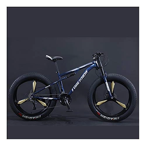 Fat Tyre Mountain Bike : YCHBOS Fat Tire Full Suspension Mountain Bike Adult 26 Inch, 27 Speed Bicycle Beach Snow Bikes, High-Carbon Steel Bike with Double Disc BrakesE