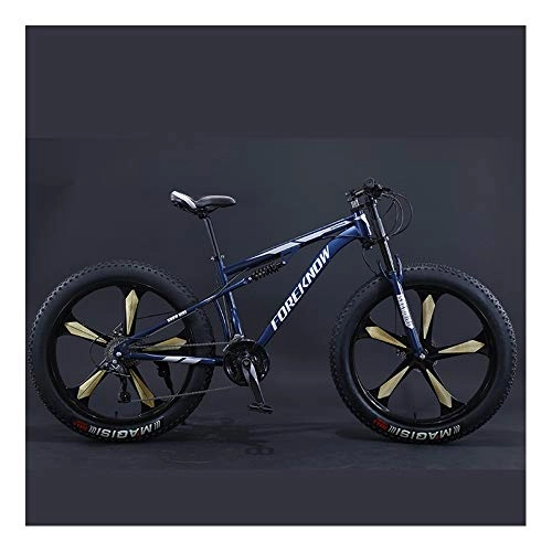 Fat Tyre Mountain Bike : YCHBOS Mountain Bike Men 26 Inch, Fat Tire MTB Bicycle for Adults with 5 Cutter Wheel, Dual Disc Brakes, 27 Speed Big Wheel Bike, Full Suspension Mountain BikesD