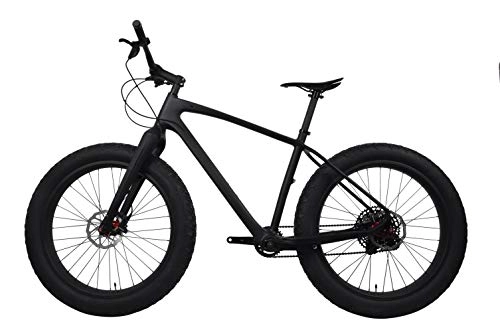 Fat Tyre Mountain Bike : YDZ Carbon Fat Bike Frame Wheels Disc brake Snow Mountain bicycle, Shimano AVID, 19(175cm-185cm)
