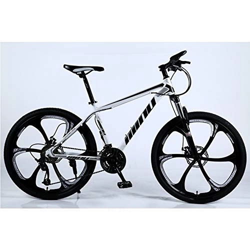 Fat Tyre Mountain Bike : YGTMV 26 Inch Adult Mountain Bike, High Carbon Steel Shock Absorption 21 / 24 / 27 / 30 Speeds Disc Brakes Fat Bike 6 Knife Adult Outdoor Student Bicycle, Black, 21 speed