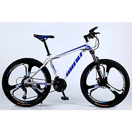 Fat Tyre Mountain Bike : YGTMV Mountain Bike, 26 Inch Adult High Carbon Steel Shock Absorption 21 / 24 / 27 / 30 Speeds Disc Brakes Fat Bike 6 Knife Adult Outdoor Student Bicycle, Blue, 30 speed