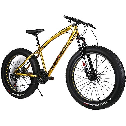 Fat Tyre Mountain Bike : YOUSR 26 Inch Fatbike Hardtail FS Disk Dirt Bike 27.5 Inch Men's Bicycle & Women's Bicycle Gold 26 inch 24 speed