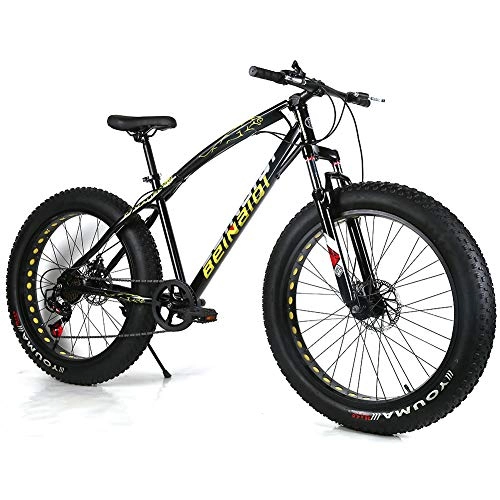 Fat Tyre Mountain Bike : YOUSR Children's mountain bike full suspension MTB Hardtail Shimano 21 gears for men and women Black 26 inch 21 speed
