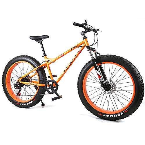 Fat Tyre Mountain Bike : YOUSR Kids Mountain Bike Full Suspension Fat Bike With full suspension for men and women Orange 26 inch 24 speed