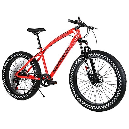 Fat Tyre Mountain Bike : YOUSR Kids Mountainbike Disc Brake Snow Bike Fork suspension for men and women Red 26 inch 27 speed