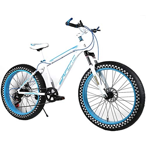 Fat Tyre Mountain Bike : YOUSR Mens Mountain Bike Fat Bike Mountain Bicycles Disc Brake Unisex's White 26 inch 30 speed