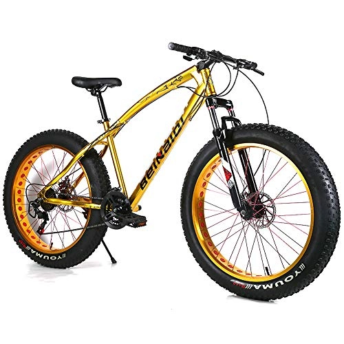 Fat Tyre Mountain Bike : YOUSR Mountain Bicycle 21" Frame Mens Bike Aluminium Alloy Frame For Men And Women Gold 26 inch 24 speed