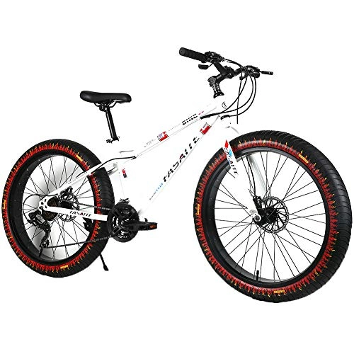 Fat Tyre Mountain Bike : YOUSR Mountain Bicycle Beach Bike Mens Bike Front Suspension Unisex's White 26 inch 7 speed