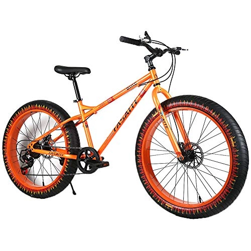 Fat Tyre Mountain Bike : YOUSR Mountain Bicycle Dual Disc Brake Mountain Bicycles 21 / 24speeds For Men And Women Orange 26 inch 30 speed