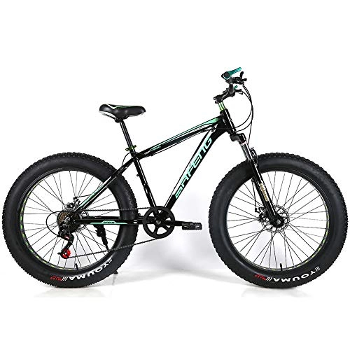 Fat Tyre Mountain Bike : YOUSR Mountain Bicycle Front And Rear Disc Brake Mountain Bicycles 26" Wheel For Men And Women Black green 26 inch 21 speed