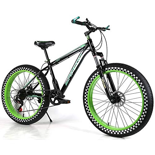 Fat Tyre Mountain Bike : YOUSR Mountain Bicycle Front And Rear Disc Brake Mountain Bicycles Folding For Men And Women Green 26 inch 24 speed