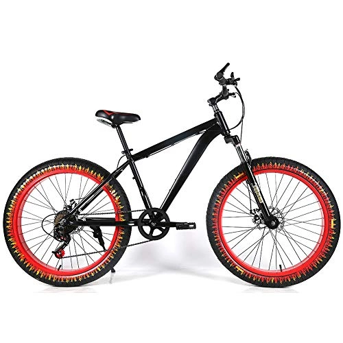 Fat Tyre Mountain Bike : YOUSR Mountain Bicycles Full Suspension Mens Bike 26" Wheel Unisex's Black 26 inch 21 speed