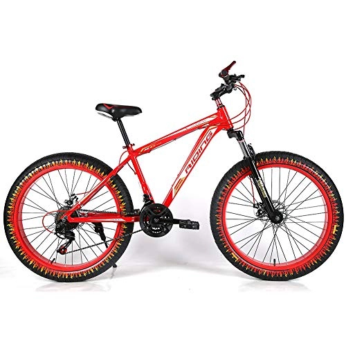 Fat Tyre Mountain Bike : YOUSR Mountain bike 24 inches MTB hardtail 27.5 inches for men and women Red 26 inch 7 speed