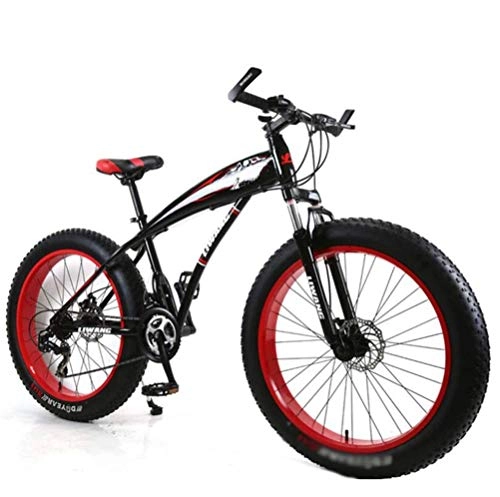 Fat Tyre Mountain Bike : YOUSR Mountain Bike, Aluminum Alloy 24 Inch Wheels Road Bicycle Cycling Travel Unisex 26 Inches Mountain Bike 21 Speed Mountain Bicycle for Men and Women Black Red 21 Speed