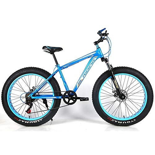 Fat Tyre Mountain Bike : YOUSR Mountain Bikes Fat Bike Mens Bike Lightweight For Men And Women Blue 26 inch 24 speed
