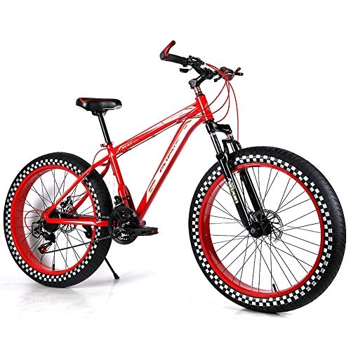 Fat Tyre Mountain Bike : YOUSR Mountain Bikes Fat Bike Mountain Bicycles Aluminium Alloy Frame For Men And Women Red 26 inch 7 speed