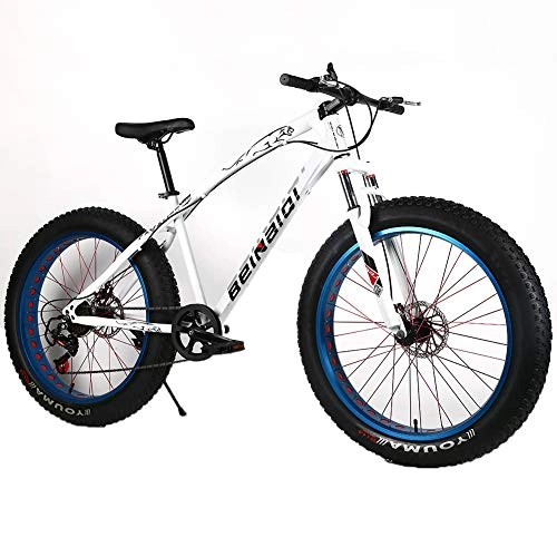 Fat Tyre Mountain Bike : YOUSR MTB fork suspension MTB Hardtail Shimano 21 speed shift men's bike & women's bike White 26 inch 21 speed