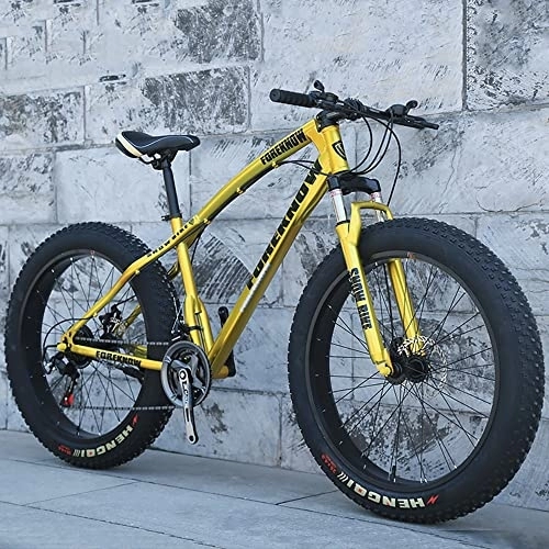 Fat Tyre Mountain Bike : YUEGOO Mountain Bike, Speed Adult Fat Tire Mountain Trail Bike with High Carbon Steel Frame and Double Disc Brake, Front Suspension Men's Mountain Bicycles / D / 20Inch 7Speed