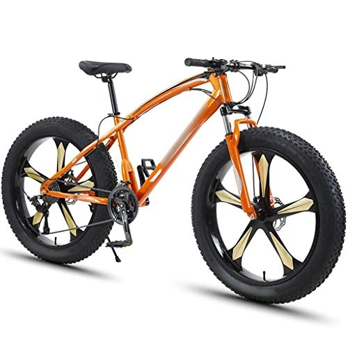 Fat Tyre Mountain Bike : YXFYXF Dual Suspension Outdoor Mountain Bikes, Adult Men And Women Variable Speed Bicycles, 4.0 Super Wide Tires, Five-k. (Color : Orange, Size : 7-speed)