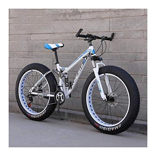 Fat Tyre Mountain Bike : YXIAOL Adult Mountain Bikes, Fat Tire Dual Disc Brake Hardtail Mountain Bike, Big Wheels Bicycle, High-carbon Steel Frame 27 Speed, B-24 inch