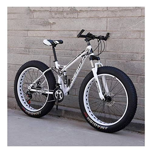 Fat Tyre Mountain Bike : YXIAOL Adult Mountain Bikes, Fat Tire Dual Disc Brake Hardtail Mountain Bike, Big Wheels Bicycle, High-carbon Steel Frame 27 Speed, D-26 inch