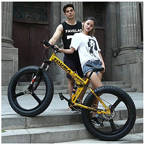 Fat Tyre Mountain Bike : YXYLD Mountain Bikes Dual Full Suspension for Adults, Fat Tire High Carbon Steel Soft Tail Frame, Deceleration Spring Front Fork, Mechanical Disc Brake, 26 Inch Wheel