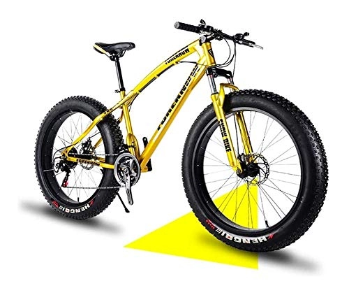 Fat Tyre Mountain Bike : YYF Mountain Bikes 26 Inch Fat Tire Hardtail Mountain Bike Carbon Steel Mountain Bike Full Suspension Bicycle 24speed (Color : A)