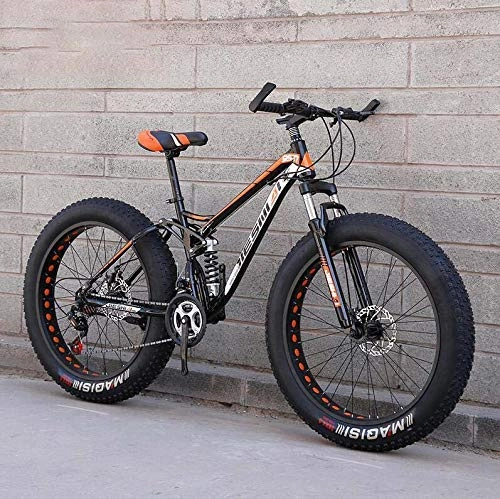 Fat Tyre Mountain Bike : ZTBXQ Fitness Sports Outdoors Mountain Bike 4.0 Inch Fat Tire Hardtail Mountain Bicycle Dual Suspension Frame High Carbon Steel Frame Double Disc Brake