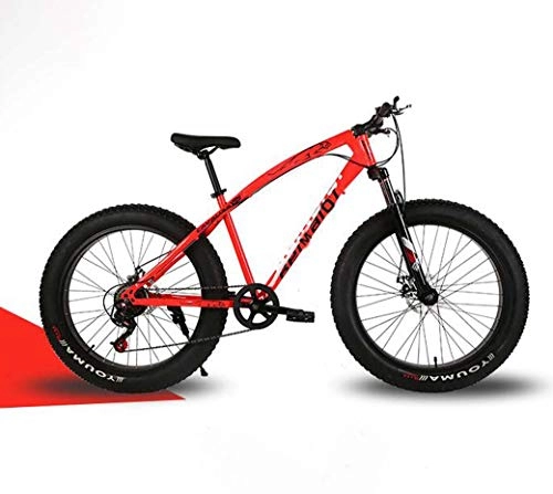 Fat Tyre Mountain Bike : ZTYD Mountain Bikes, 24 Inch Fat Tire Hardtail Mountain Bike, Dual Suspension Frame And Suspension Fork All Terrain Mountain Bicycle, Men's And Women Adult, Red spoke, 27 speed