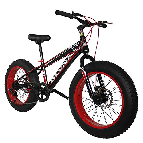 Fat Tyre Mountain Bike : ZXCVB 20 / 26 Inch Mountain Bike / 4.0 Super Wide And Large Tire Shock Absorption Snow Cross Country Beach MTB, Red-26inch / 7speed