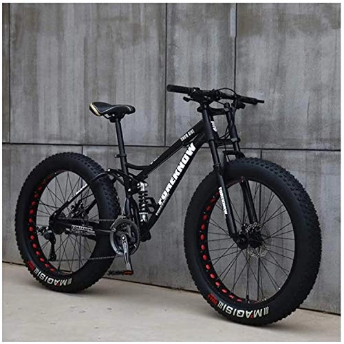 Fat Tyre Mountain Bike : ZYLE Variable Speed Mountain Bikes, 26 Inch Hardtail Mountain Bike, Dual Suspension Frame All Terrain Off-road Bicycle For Men And Women (Color : 27 Speed, Size : Black)