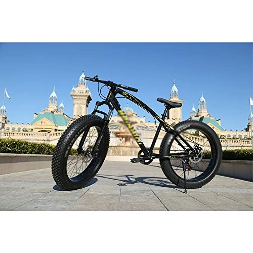 Fat Tyre Mountain Bike : ZZTHJSM Mountain Bicycle Men's Women's, 4.0 Widened Big Tire Bicycle Steel Frame, Variable Speed Fat Tire Car Damping City Bike, A, 26 inch 21 speed