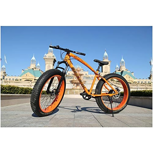 Fat Tyre Mountain Bike : ZZTHJSM Mountain Bicycle Men's Women's, 4.0 Widened Big Tire Bicycle Steel Frame, Variable Speed Fat Tire Car Damping City Bike, C, 26 inch 7 speed