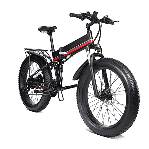 Folding Electric Mountain Bike : 1000W Electric Bike 48V Motor for Men Folding Ebike Aluminum Alloy Fat Tire ?MTB Snow Electric Bicycle