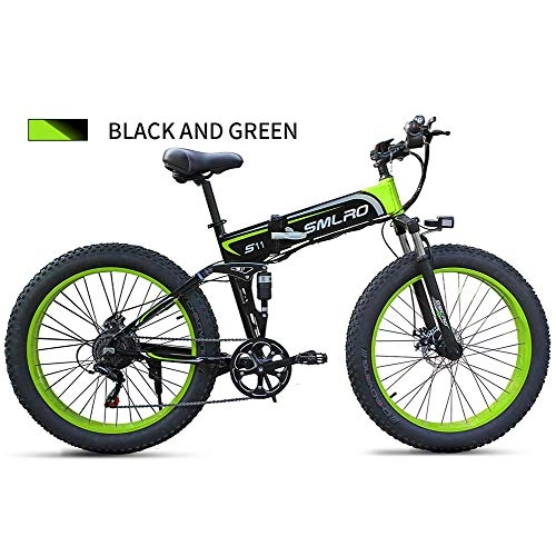 Folding Electric Mountain Bike : 20' Folding Mountain Bike for Adult, 48V 8AH 350W Removable Large Capacity Lithium-Ion Battery, 7 speed Electric Mountain Bike, Mechanical disc brakes, Three Working Modes, Green