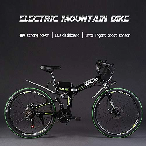 Folding Electric Mountain Bike : 2020 Upgraded Electric Mountain Bike, 350W 26'' Electric Bicycle with Removable 48V 20AH Lithium-Ion Battery for Adults, 21 Speed Shifter