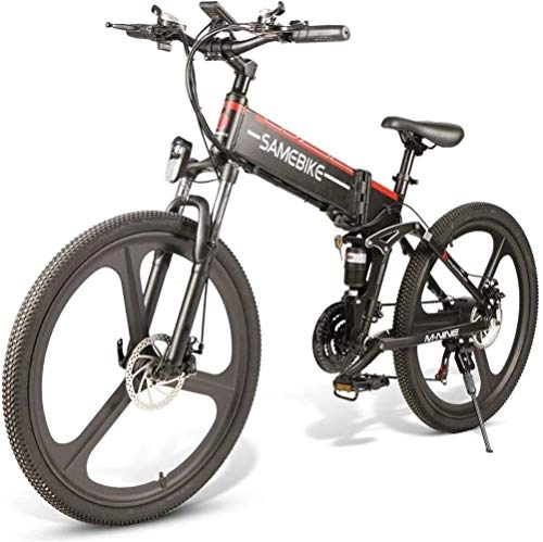 Folding Electric Mountain Bike : 21 Speed Gears Electric Mountain Bike, Newest 350W E-Bike 26 Aluminum Electric Bicycle for Adults with Removable 48V 10AH Lithium-Ion Battery