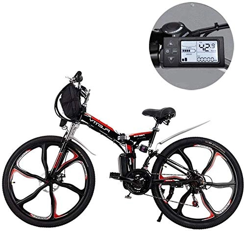Folding Electric Mountain Bike : 24 26 inch electric mountain bikes 21-fold removable lithium battery Mountain Electric folding bike with hanging bag Three riding modes Suitable for men and women