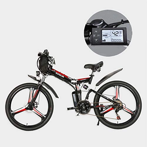 Folding Electric Mountain Bike : 24 / 26 Inch Electric Mountain Bikes, 21 Speed Removable Lithium Battery Mountain Electric Folding Bicycle with Hanging Bag Three Riding Modes Suitable for Men And Women, 15ah / 720Wh, 24 inch