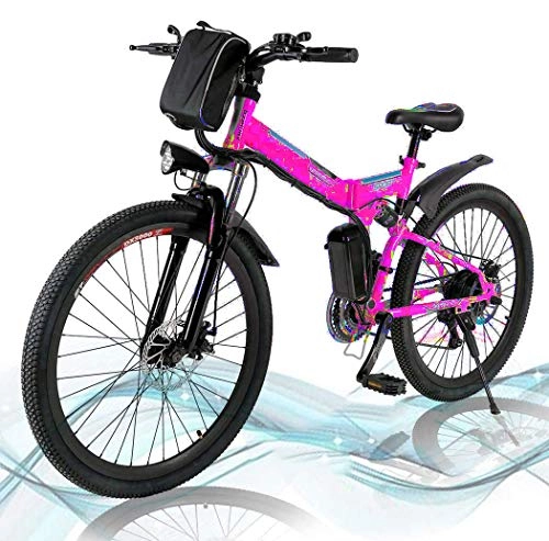 Folding Electric Mountain Bike : 26'' Folding Electric Mountain Bike Removable Large Capacity Lithium-Ion Battery (36V 250W), Electric Bike 21 Speed Gear and Three Working Modes 4
