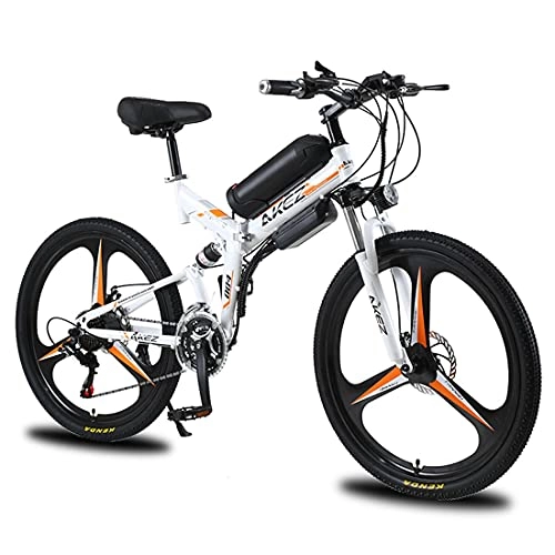 Folding Electric Mountain Bike : 26-inch Adult Electric Bicycle Used in Mountainous Cities and Rural Areas, Folding 21-speed Ebike with Led Display, Fat Tires, 36V / 10AH, 8AH, 350W, White (Size : 36V / 350W / 8AH)