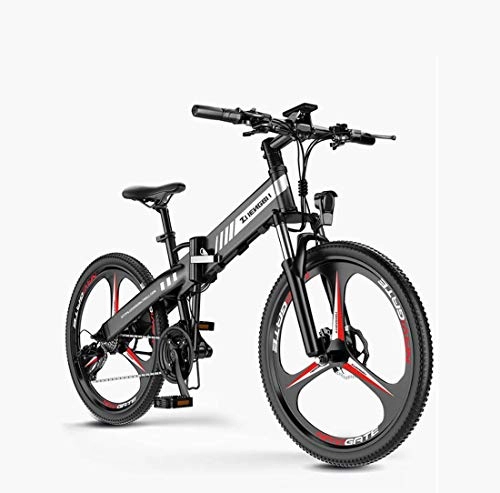 Folding Electric Mountain Bike : 26 Inch Adult Foldable Mountain Electric Bike, 48V Lithium Battery, Aluminum Alloy Super Long Cruising Ability Electric Bicycle, 27 speed